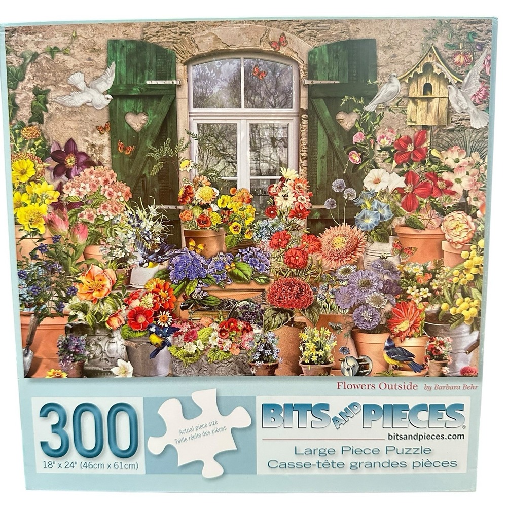 Bits and Pieces 300pc Jigsaw Puzzle "Flowers Outside" Floral‎  18x24